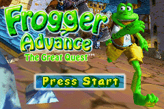 Frogger Advance: The Great Quest title screen for GameBoy Advance